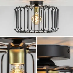 Straluma Plafondlamp draad cilinder zwart/brons></noscript> Draadlampen|Halverlichting