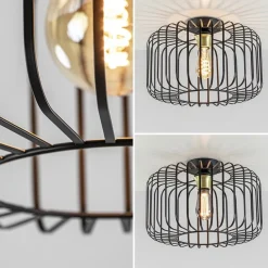 Straluma Plafondlamp draad cilinder zwart/brons></noscript> Draadlampen|Halverlichting