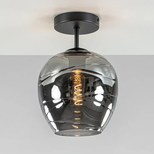Straluma Plafondlamp Fantasy 1L zwart + smoke glas> Keukenverlichting|Halverlichting