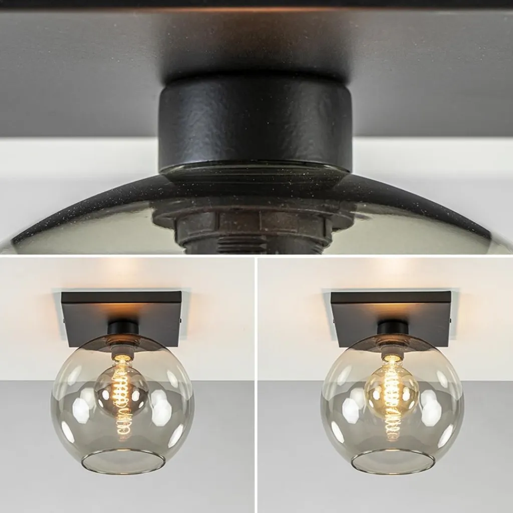 Straluma Plafondlamp Globe 25 vierkant zwart/smoke> Woonkamerlampen|Slaapkamerlampen