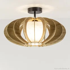 Straluma Plafondlamp hout lamellen klein> Slaapkamerlampen|Keukenverlichting