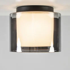 Straluma Plafondlamp Ice 23cm zwart/smoke IP44></noscript> Keukenverlichting|Badkamerverlichting