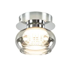 Straluma Plafondlamp klein chroom met smoke glas> Plafondlampen|Halverlichting