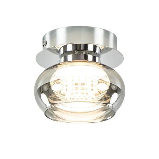 Straluma Plafondlamp klein chroom met smoke glas> Plafondlampen|Halverlichting