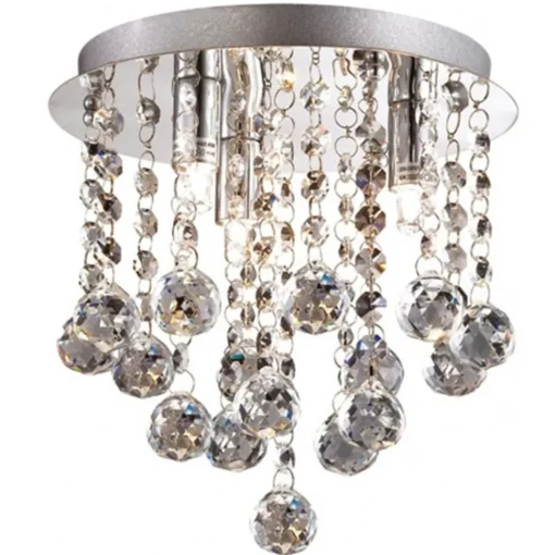 Straluma Plafondlamp kristal bollen + chroom 22cm> Plafonnières|Woonkamerlampen