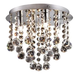 Straluma Plafondlamp kristal bollen + chroom 26cm> Plafonnières|Woonkamerlampen