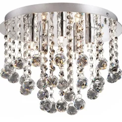 Straluma Plafondlamp kristal bollen + chroom 31cm> Plafonnières|Woonkamerlampen