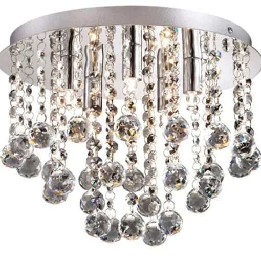 Straluma Plafondlamp kristal bollen + chroom 31cm> Plafonnières|Woonkamerlampen