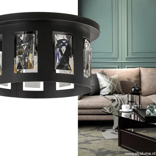 Straluma Plafondlamp Kristall Black met pegels> Slaapkamerlampen|Keukenverlichting