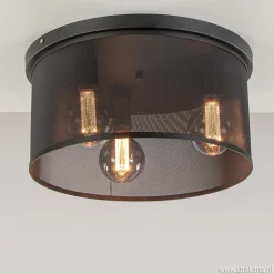 Straluma Plafondlamp 3L cilinder gaas zwart 44cm> Slaapkamerlampen|Keukenverlichting