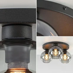 Straluma Plafondlamp 3L zwart  bolglas smoke><noscript><img width=
