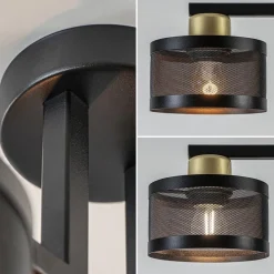 Straluma Plafondlamp 3L zwart/goud cilinder geperforeerd></noscript> Halverlichting|Plafondlampen