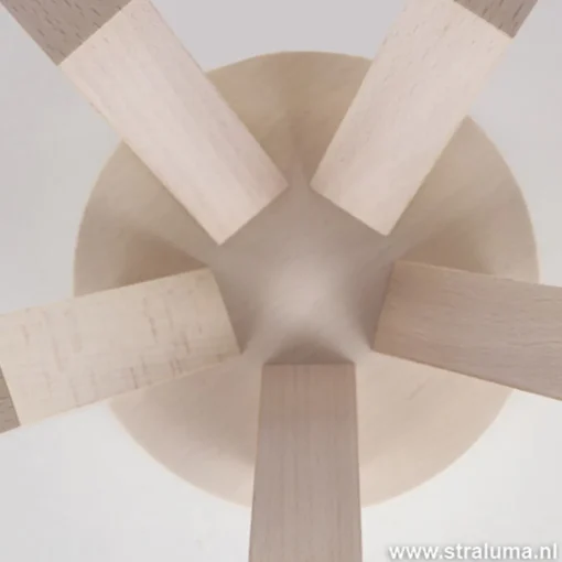 Straluma Plafondlamp 5-lichts hout/cilinderkap wit> Woonkamerlampen|Eetkamerverlichting