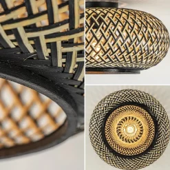 Straluma Plafondlamp Maze bamboe/zwart 40cm></noscript> Woonkamerlampen|Slaapkamerlampen