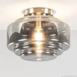 Straluma Plafondlamp nikkel + smoke glas> Keukenverlichting|Halverlichting