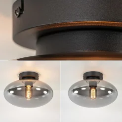 Straluma Plafondlamp Reflexion zwart+smoke glas><noscript><img width=