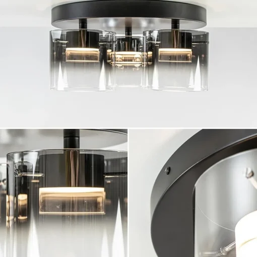 Straluma Plafondlamp Salerno 3L zwart/smoke glas> Plafondlampen|Woonkamerlampen