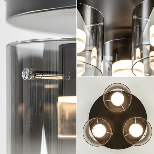 Straluma Plafondlamp Salerno 3L zwart/smoke glas> Plafondlampen|Woonkamerlampen