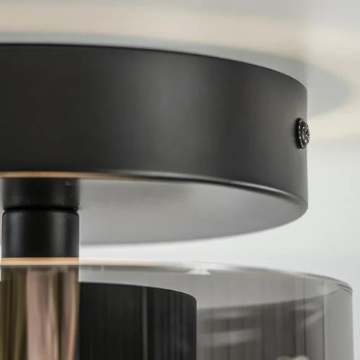 Straluma Plafondlamp Salerno zwart/smoke glas> Plafondlampen|Woonkamerlampen
