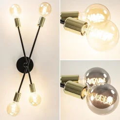 Straluma Plafondlamp Sticks 4L zwart/goud excl. e27 l.b.></noscript> Plafondlampen|Wandlampen