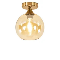 Straluma Plafondlamp toilet goud met amber glas> Kantoorverlichting|Plafondlampen