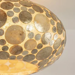 Straluma Plafondlamp Ufo goud schelpen 40cm></noscript> Schelpenlampen|Woonkamerlampen
