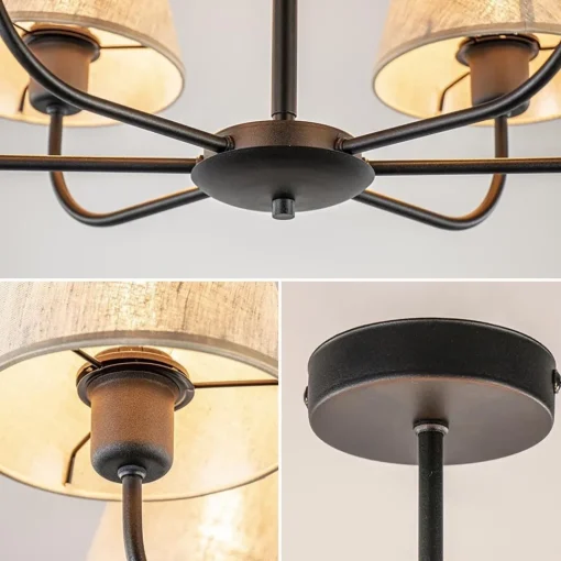 Straluma Plafondlamp zwart met beige kapjes> Keukenverlichting|Eetkamerverlichting