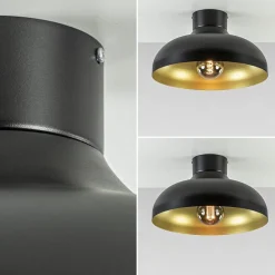 Straluma Plafondlamp zwart met gouden binnenkant></noscript> Tienerkamerlampen|Keukenverlichting