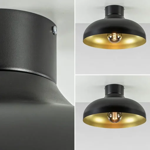 Straluma Plafondlamp zwart met gouden binnenkant> Tienerkamerlampen|Keukenverlichting