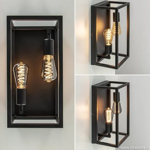 Straluma Plafondlamp/wandlamp zwart open frame> Wandlampen|Plafonnières