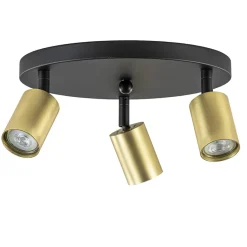 Straluma Plafondspot Bounce 3L rond zwart/goud> Plafondlampen|Opbouwspots
