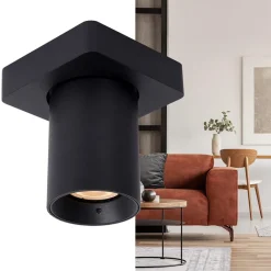 Straluma Plafondspot enkel tube zwart dim-to-warm></noscript> Plafondlampen|Opbouwspots