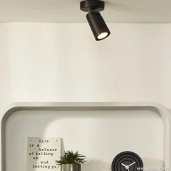 Straluma Plafondspot enkel zwart incusief GU10 dim to warm></noscript> Plafondlampen|Opbouwspots