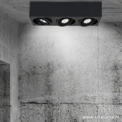 Straluma Plafondspot Eye 3L box zwart led 3000k></noscript> Plafondlampen|Opbouwspots