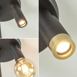 Straluma Plafondspot 3-lichts mat zwart/goud verstelbaar></noscript> Plafondlampen|Opbouwspots