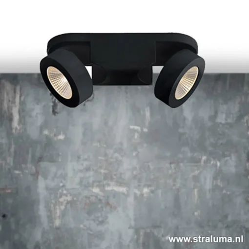 Straluma Plafondspot Montreal 2L balk zwart 3000> Plafondlampen|Opbouwspots