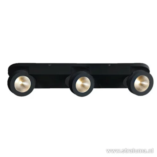 Straluma Plafondspot Montreal 3L balk zwart 3000k> Plafondlampen|Opbouwspots