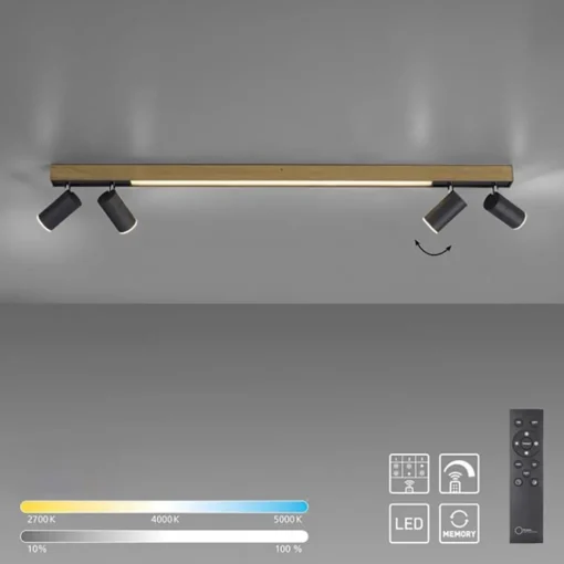 Straluma Plafondspot Pure Lines antraciet/hout cct> Plafondlampen|Opbouwspots