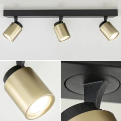 Straluma Plafondspot Razza 3l balk zwart/goud gu10><noscript><img width=