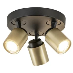 Straluma Plafondspot Razza 3l rond zwart/goud gu10> Plafondlampen|Opbouwspots