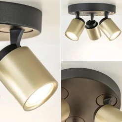 Straluma Plafondspot Razza 3l rond zwart/goud gu10></noscript> Plafondlampen|Opbouwspots