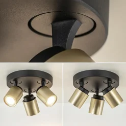 Straluma Plafondspot Razza 3l rond zwart/goud gu10></noscript> Plafondlampen|Opbouwspots