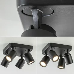 Straluma Plafondspot Razza 4L vierkant zwart gu10></noscript> Opbouwspots|Keukenverlichting
