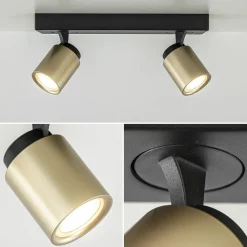 Straluma Plafondspot Razza 2L zwart/goud></noscript> Plafondlampen|Opbouwspots