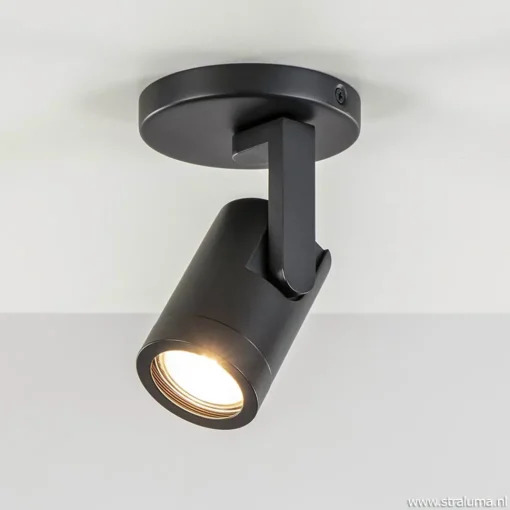 Straluma Plafondspot rond enkel zwart ex.gu10> Opbouwspots|Woonkamerlampen