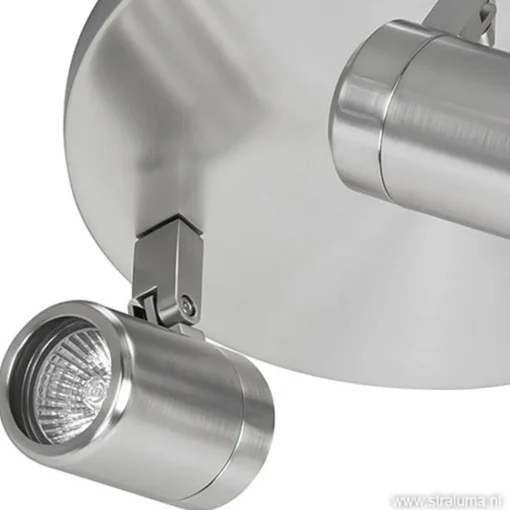 Straluma Plafondspot rond Rain 3-l nikkel IP44> Opbouwspots|Keukenverlichting