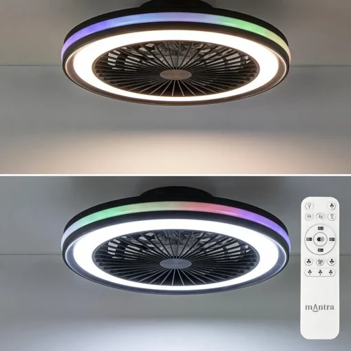 Straluma Plafondventilator zwart inclusief dimbaar LED en kleur> Plafondlampen|Plafondventilatoren met lamp
