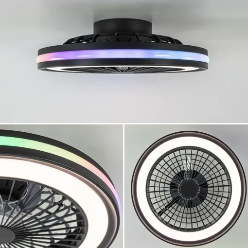Straluma Plafondventilator zwart inclusief dimbaar LED en kleur> Plafondlampen|Plafondventilatoren met lamp