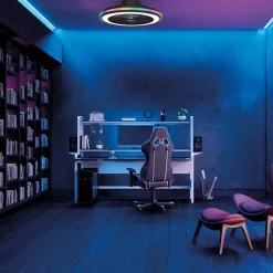 Straluma Plafondventilator zwart inclusief dimbaar LED en kleur></noscript> Plafondlampen|Plafondventilatoren met lamp