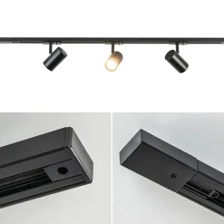 Straluma Railsysteem zwart 1mtr compleet met 3xspot></noscript> Opbouwspots|Keukenverlichting